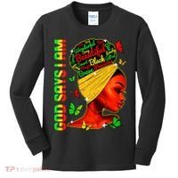 God Says I Am Black Melanin Black History Month Juneteenth Kids Long Sleeve Shirt thumb 0