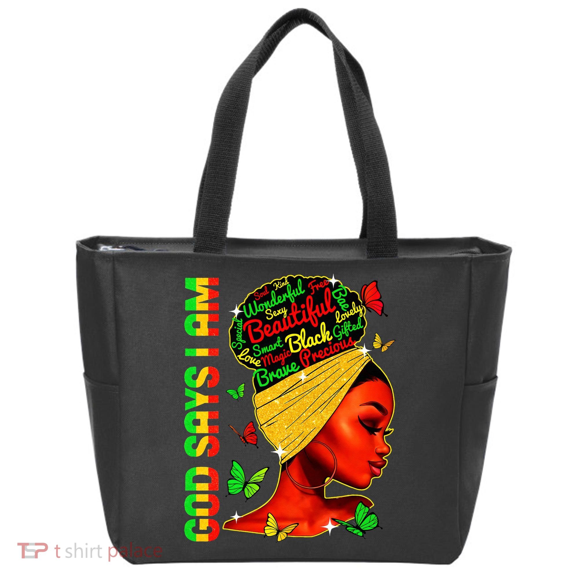 God Says I Am Black Melanin Black History Month Juneteenth Tote Bag