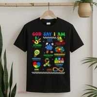 God Says I Am Be Kind Autism Awareness  T-Shirt thumb 2