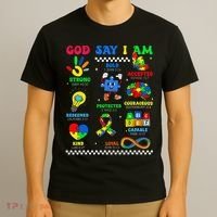 God Says I Am Be Kind Autism Awareness  T-Shirt thumb 3