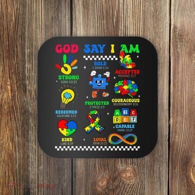 God Says I Am Be Kind Autism Awareness  Coaster