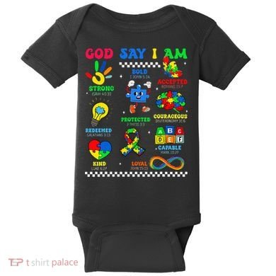 God Says I Am Be Kind Autism Awareness  Baby Bodysuit