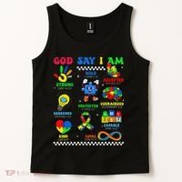 God Says I Am Be Kind Autism Awareness  Tank Top thumb 2