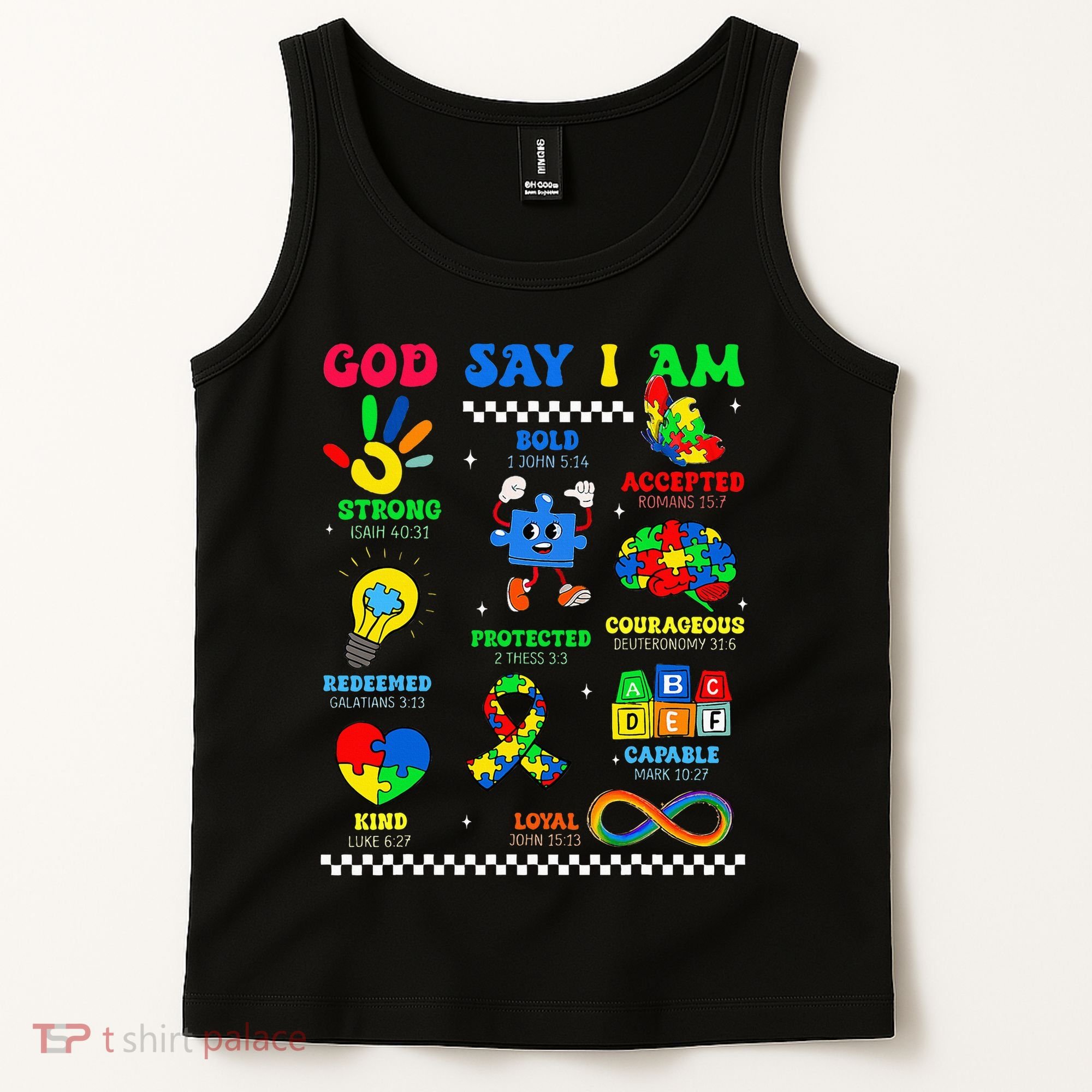God Says I Am Be Kind Autism Awareness  Tank Top