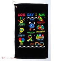 God Says I Am Be Kind Autism Awareness  Golf Towel thumb 0