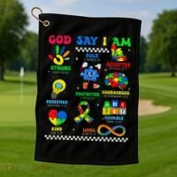 God Says I Am Be Kind Autism Awareness  Golf Towel thumb 1
