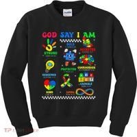God Says I Am Be Kind Autism Awareness  Kids Sweatshirt thumb 0