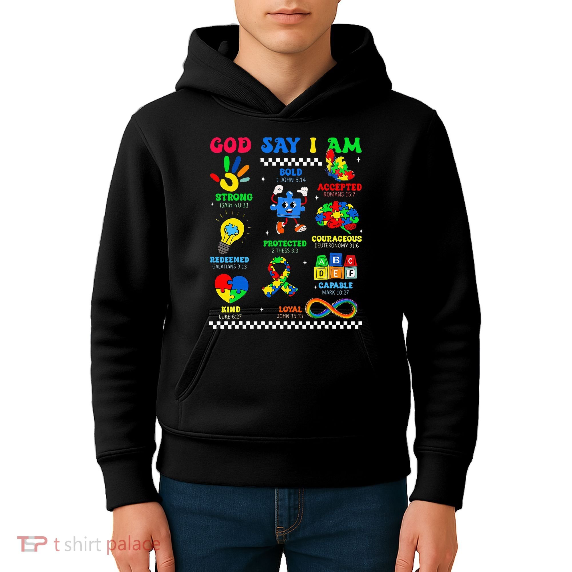 God Says I Am Be Kind Autism Awareness  Kids Hoodie