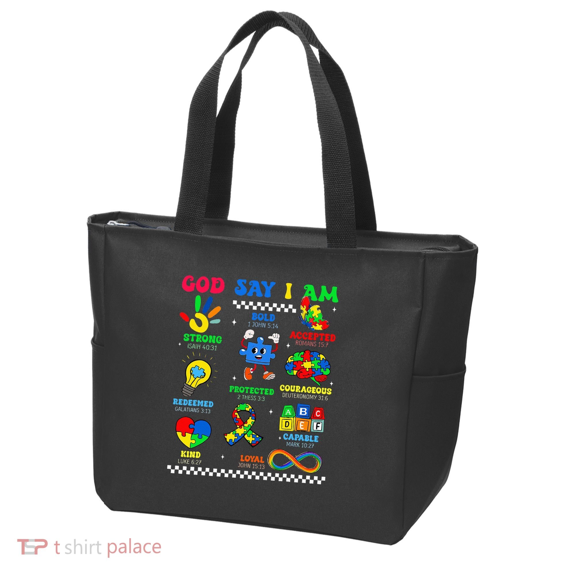 God Says I Am Be Kind Autism Awareness  Tote Bag