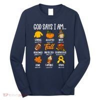 God Says I Am Fall Vibes Autumn Christian Long Sleeve Shirt thumb 0