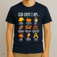 God Says I Am Fall Vibes Autumn Christian T-Shirt thumb 3