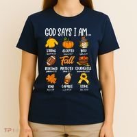 God Says I Am Fall Vibes Autumn Christian T-Shirt thumb 4