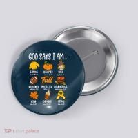 God Says I Am Fall Vibes Autumn Christian Button thumb 0