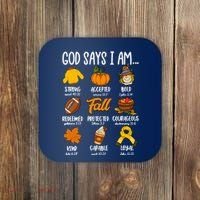 God Says I Am Fall Vibes Autumn Christian Coaster thumb 0