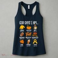 God Says I Am Fall Vibes Autumn Christian Women's Tank Top thumb 3