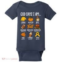 God Says I Am Fall Vibes Autumn Christian Baby Bodysuit thumb 0
