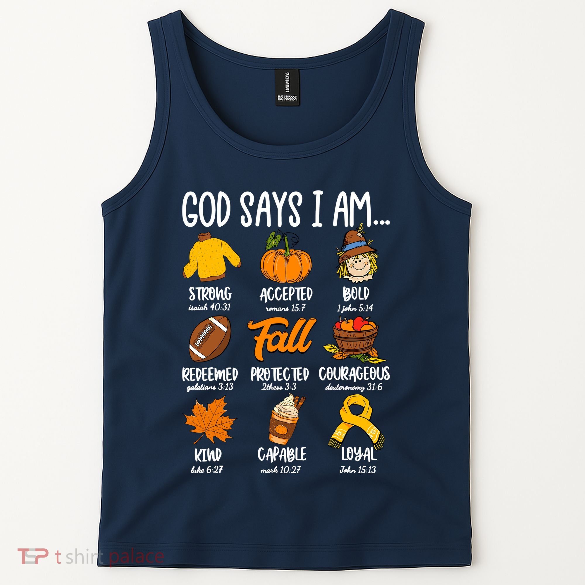 God Says I Am Fall Vibes Autumn Christian Tank Top