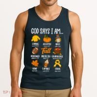 God Says I Am Fall Vibes Autumn Christian Tank Top thumb 3