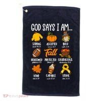 God Says I Am Fall Vibes Autumn Christian Golf Towel thumb 0