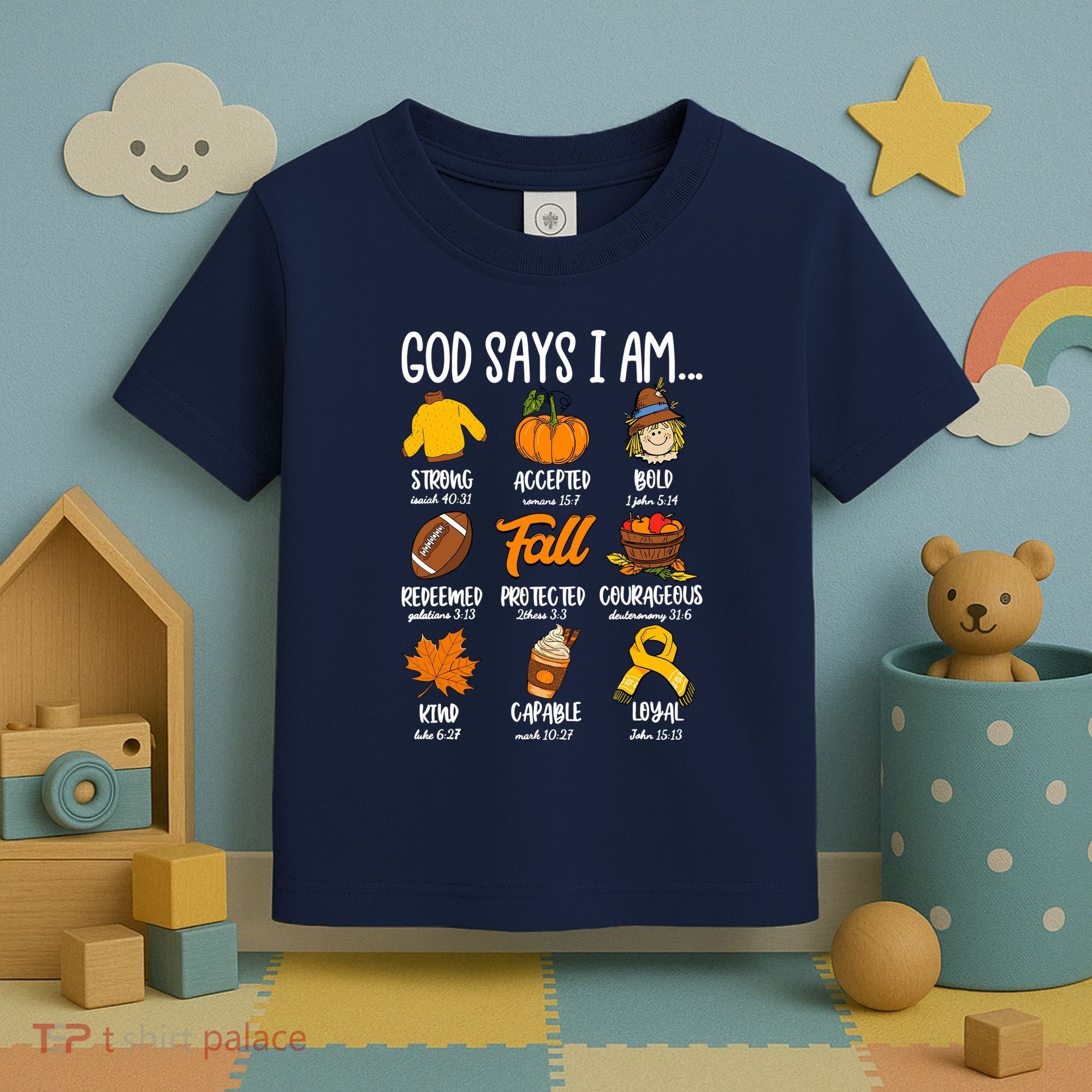 God Says I Am Fall Vibes Autumn Christian Toddler T-Shirt