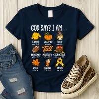 God Says I Am Fall Vibes Autumn Christian Women's T-Shirt thumb 3