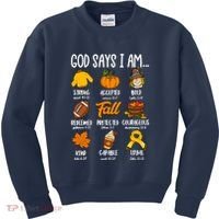 God Says I Am Fall Vibes Autumn Christian Kids Sweatshirt thumb 0