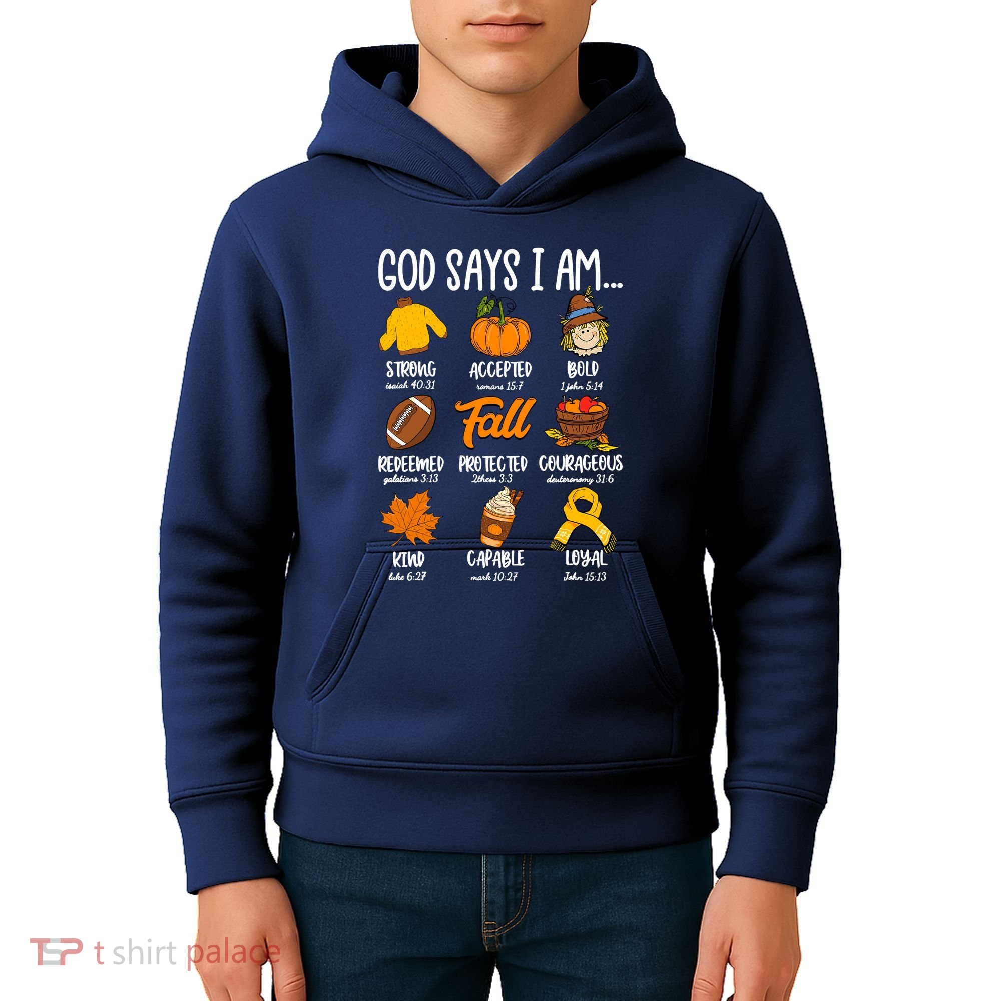 God Says I Am Fall Vibes Autumn Christian Kids Hoodie