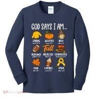 God Says I Am Fall Vibes Autumn Christian Kids Long Sleeve Shirt thumb 0