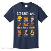 God Says I Am Fall Vibes Autumn Christian Kids T-Shirt thumb 0