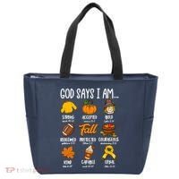 God Says I Am Fall Vibes Autumn Christian Tote Bag thumb 0