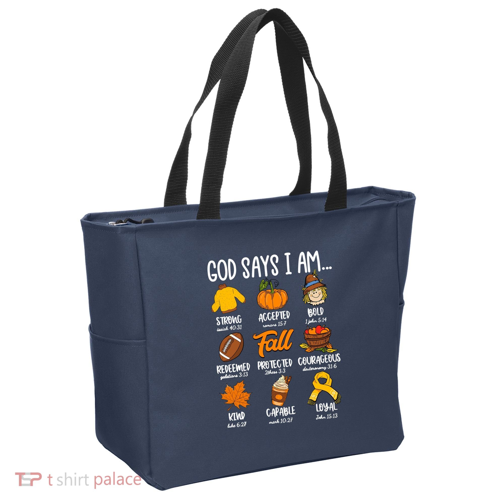 God Says I Am Fall Vibes Autumn Christian Tote Bag