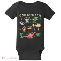 God Says I Am Dinosaur Baby Bodysuit thumb 0