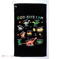 God Says I Am Dinosaur Golf Towel thumb 0