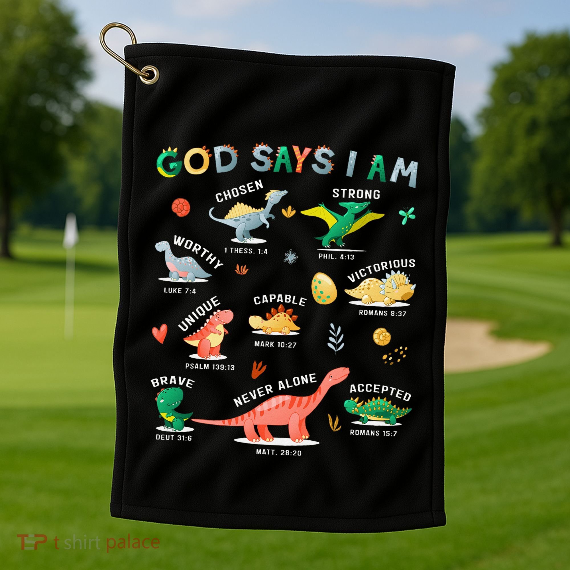 God Says I Am Dinosaur Golf Towel