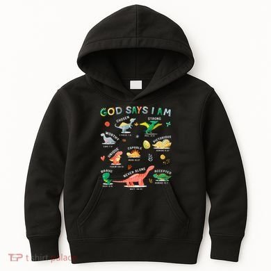 God Says I Am Dinosaur Kids Hoodie
