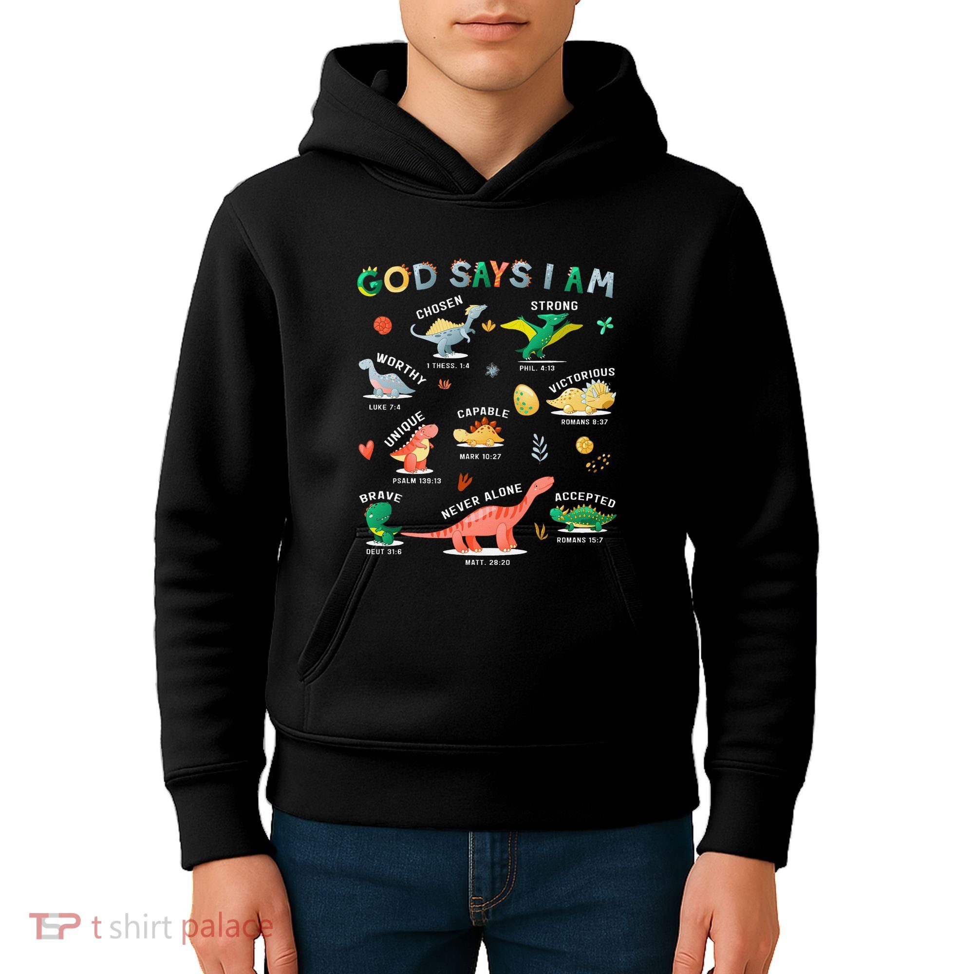 God Says I Am Dinosaur Kids Hoodie