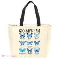God Says I Am Butterfly Christian Religious Tote Bag thumb 0