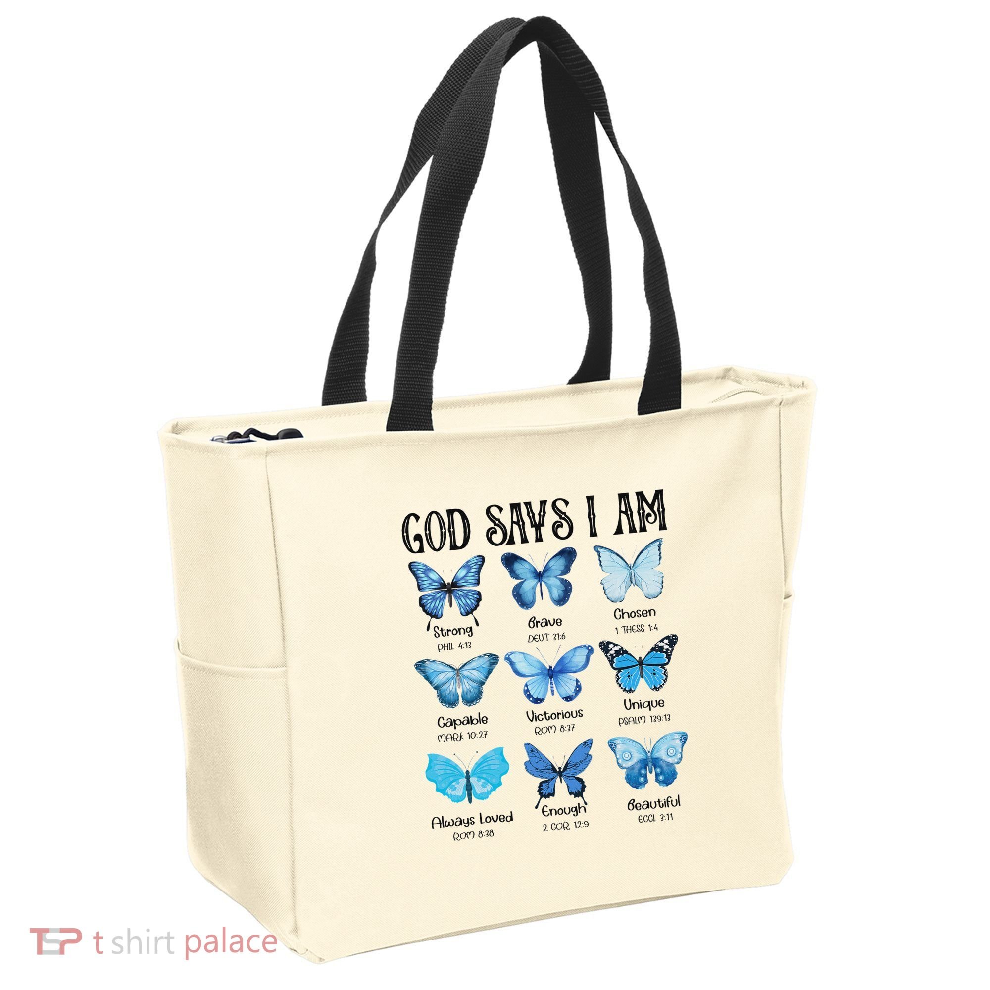 God Says I Am Butterfly Christian Religious Tote Bag