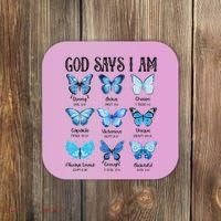 God Says I Am Butterfly Christian Religious Coaster thumb 0