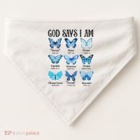God Says I Am Butterfly Christian Religious USA-Made Doggie Bandana thumb 0