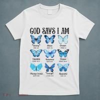 God Says I Am Butterfly Christian Religious T-Shirt thumb 5