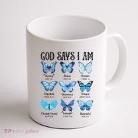 God Says I Am Butterfly Christian Religious Coffee Mug thumb 1