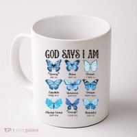 God Says I Am Butterfly Christian Religious Coffee Mug thumb 0
