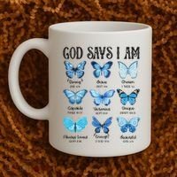 God Says I Am Butterfly Christian Religious Coffee Mug thumb 2