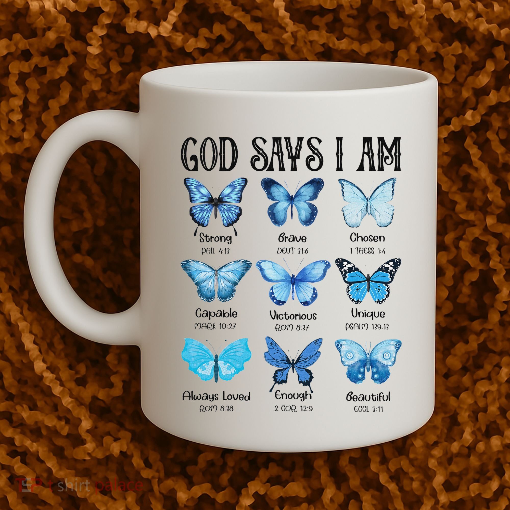 God Says I Am Butterfly Christian Religious Coffee Mug