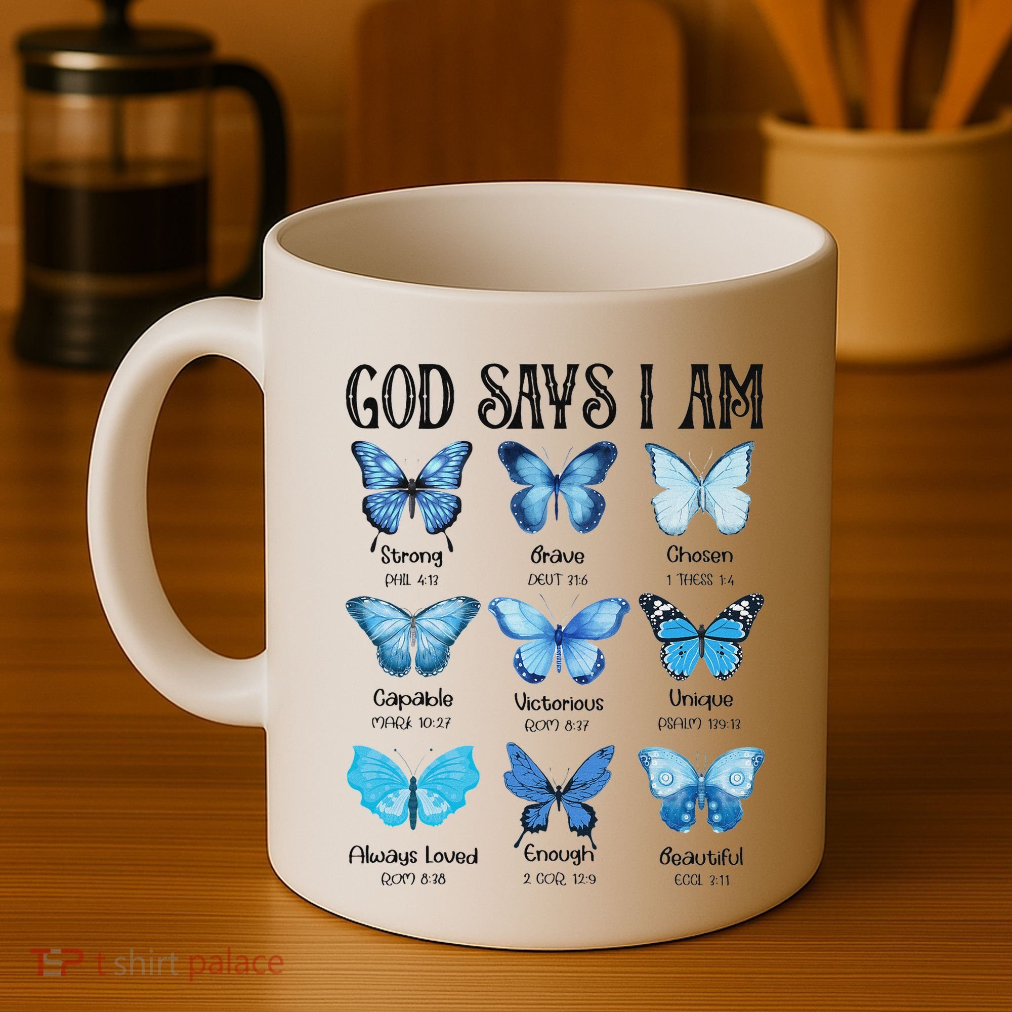 God Says I Am Butterfly Christian Religious Coffee Mug