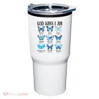 God Says I Am Butterfly Christian Religious Tumbler thumb 0