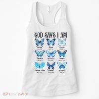God Says I Am Butterfly Christian Religious Women's Tank Top thumb 0