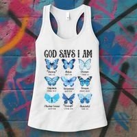 God Says I Am Butterfly Christian Religious Women's Tank Top thumb 3