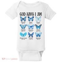 God Says I Am Butterfly Christian Religious Baby Bodysuit thumb 0